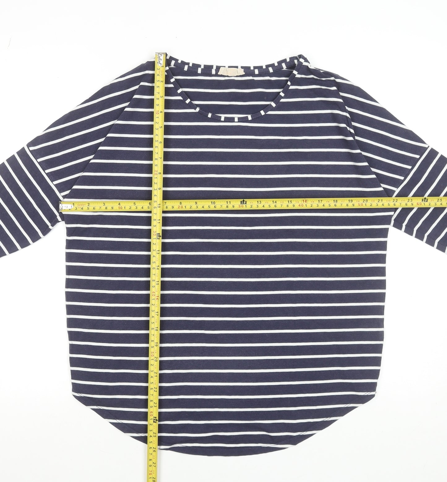 Phase Eight Women’s Blue White Striped 3/4 Sleeve Jersey T-Shirt UK 14