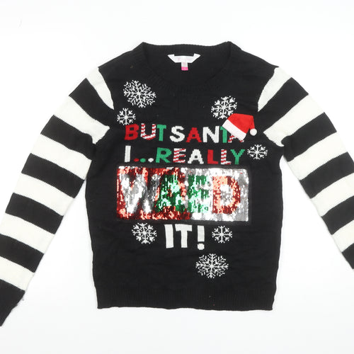 No Boundaries Teens Black Christmas Sequin Jumper M