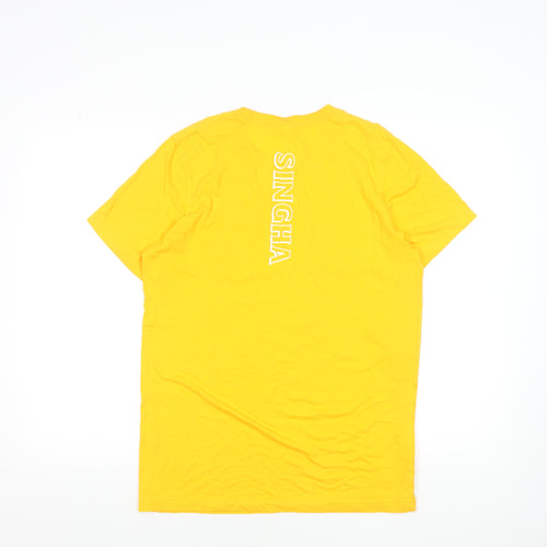 Singha Men's Yellow Cotton Short Sleeve Beer Logo T-Shirt Size M