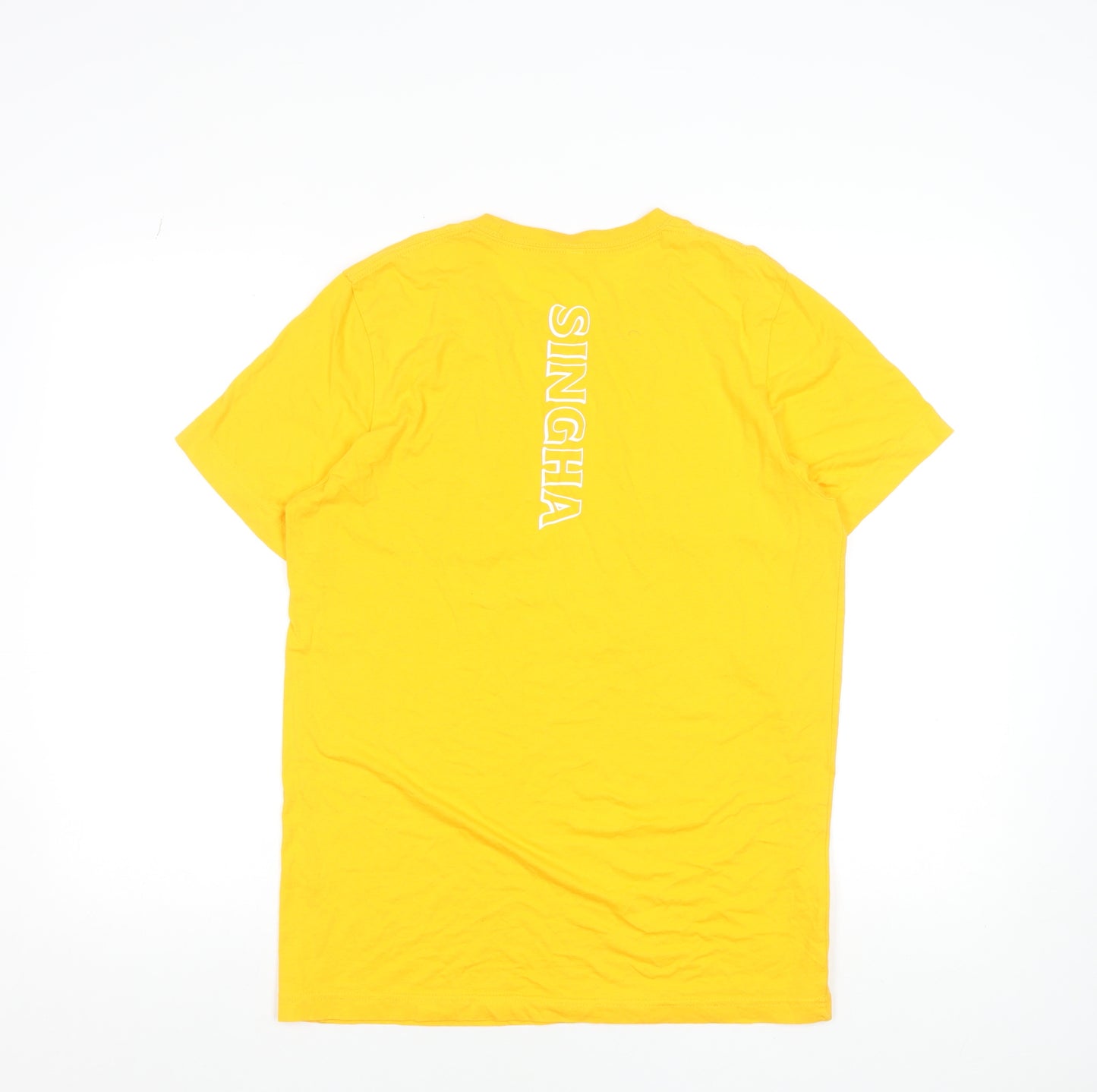Singha Men's Yellow Cotton Short Sleeve Beer Logo T-Shirt Size M
