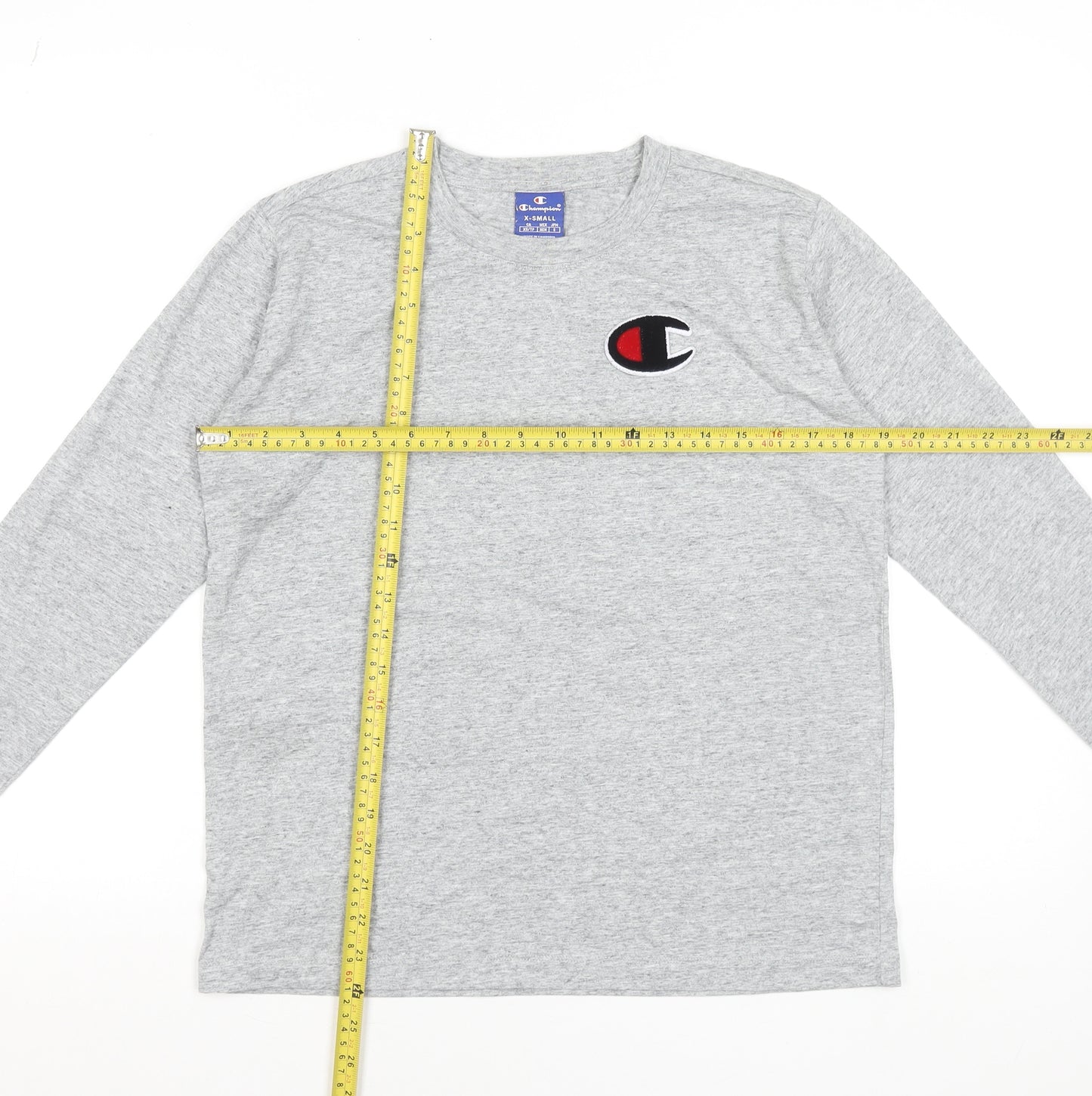 Champion Women's Grey Long Sleeve Crew Neck T-Shirt XS