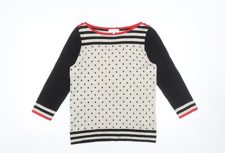 Debenhams Women’s Beige Polka Dot Stripe Knit Jumper Size 12