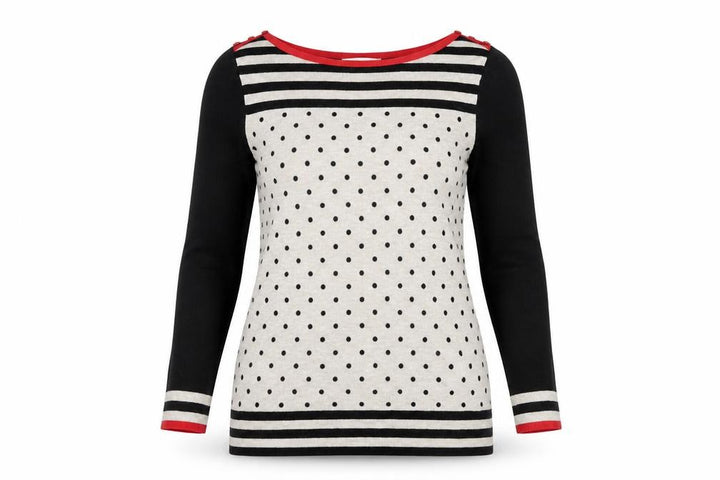 Debenhams Women’s Beige Polka Dot Stripe Knit Jumper Size 12