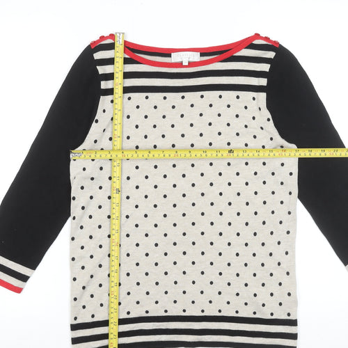 Debenhams Women’s Beige Polka Dot Stripe Knit Jumper Size 12