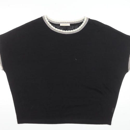 MC Lorene Womens Black Crew Neck Short Sleeve Knit Pullover Jumper Size S