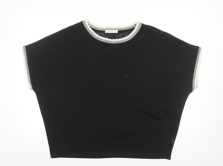 MC Lorene Womens Black Crew Neck Short Sleeve Knit Pullover Jumper Size S
