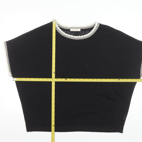 MC Lorene Womens Black Crew Neck Short Sleeve Knit Pullover Jumper Size S