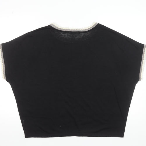 MC Lorene Womens Black Crew Neck Short Sleeve Knit Pullover Jumper Size S