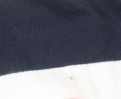 Marks and Spencer Women's Navy White Striped Crew Neck Cotton Sweatshirt Medium