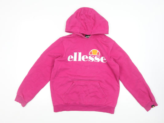 Ellesse Girls Pink Pullover Hoodie 12-13 Years Logo Hooded Sweatshirt