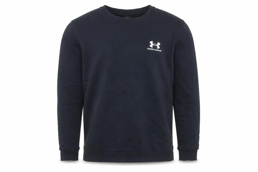 Front view of Under Armour Men's Black Crew Neck Pullover Sweatshirt, size S