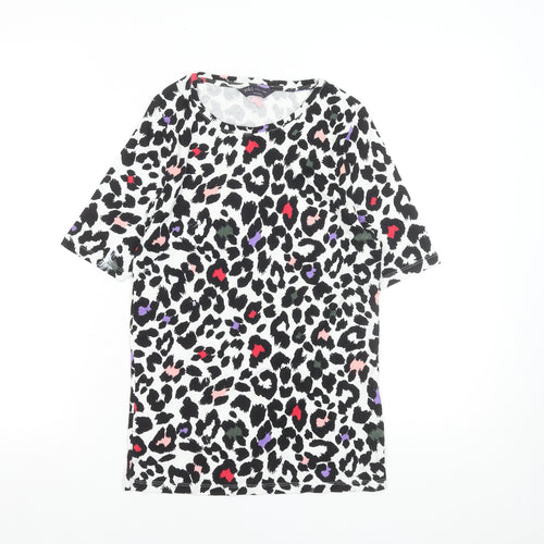 Marks and Spencer Womens Multicoloured Animal Print Cotton T-Shirt Size 10