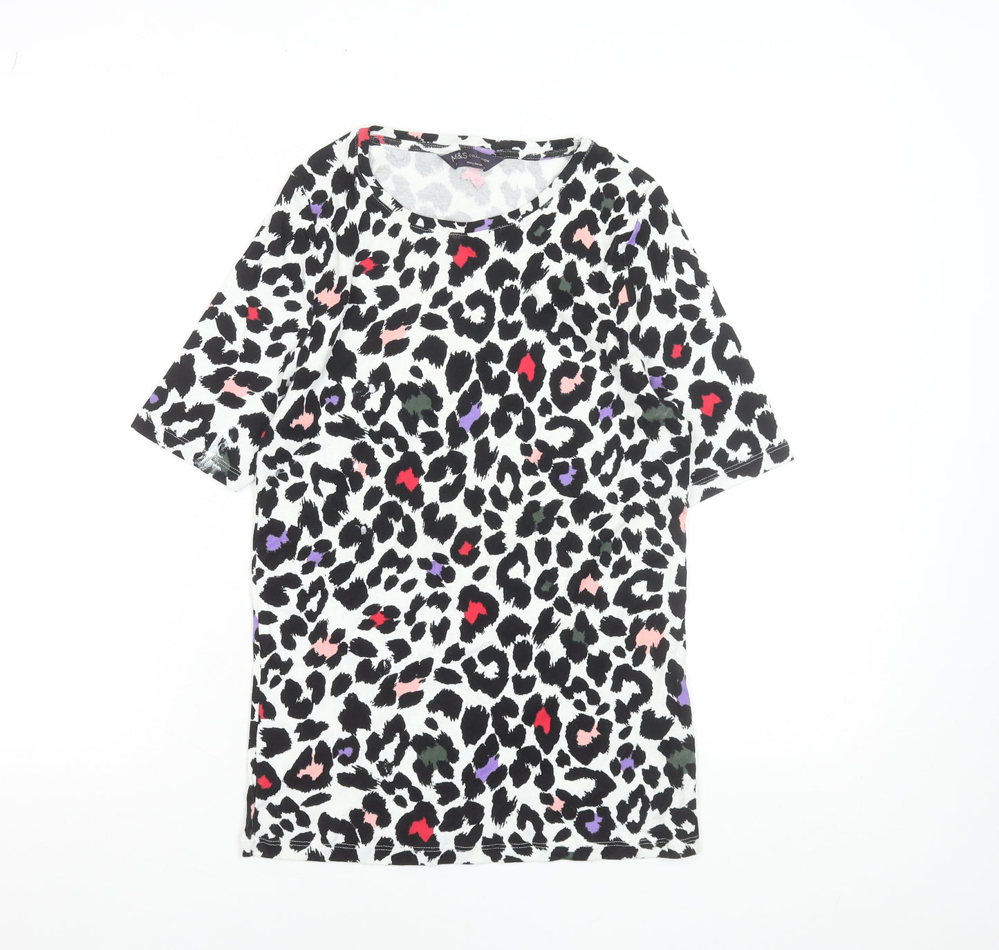 Marks and Spencer Womens Multicoloured Animal Print Cotton T-Shirt Size 10
