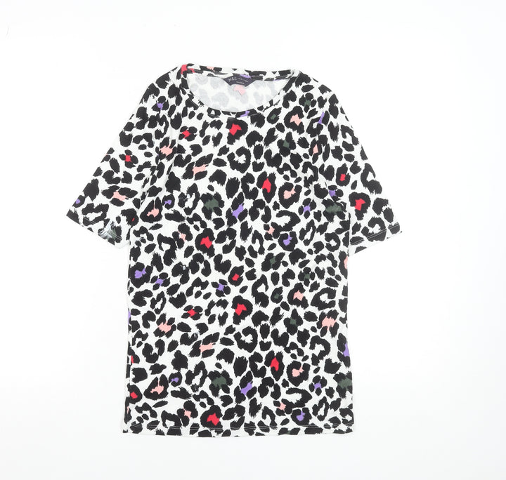 Marks and Spencer Womens Multicoloured Animal Print Cotton T-Shirt Size 10