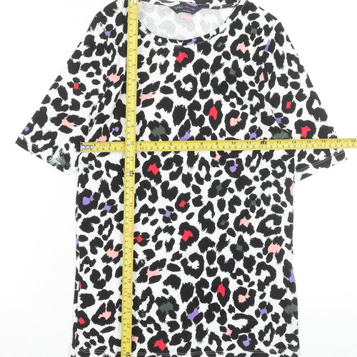 Marks and Spencer Womens Multicoloured Animal Print Cotton T-Shirt Size 10
