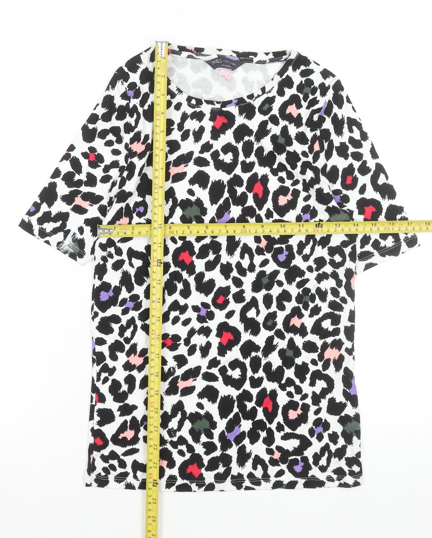 Marks and Spencer Womens Multicoloured Animal Print Cotton T-Shirt Size 10