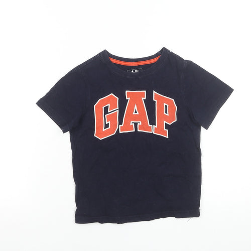 GAP Boys Navy Blue Short Sleeve Logo T-Shirt 5 Years 100% Cotton