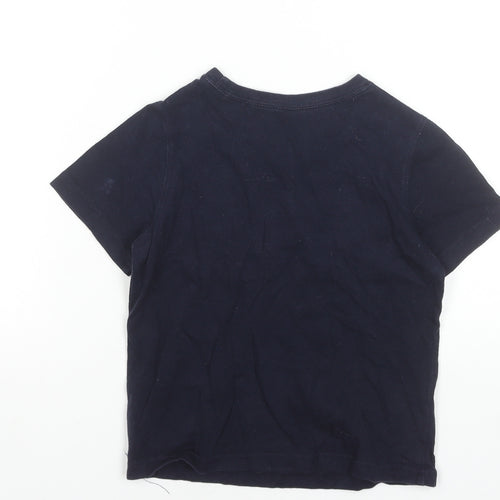 GAP Boys Navy Blue Short Sleeve Logo T-Shirt 5 Years 100% Cotton
