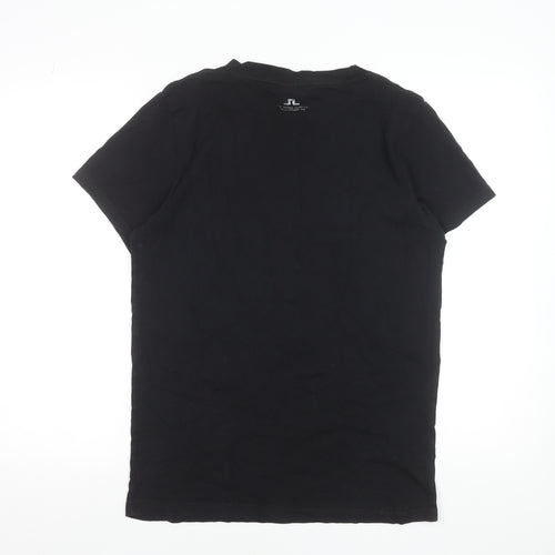 J.Lindeberg Men's Black Cotton Crew Neck T-Shirt L