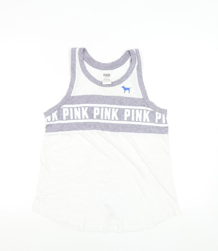 Victoria's Secret PINK Women's White Racerback Tank Top XS
