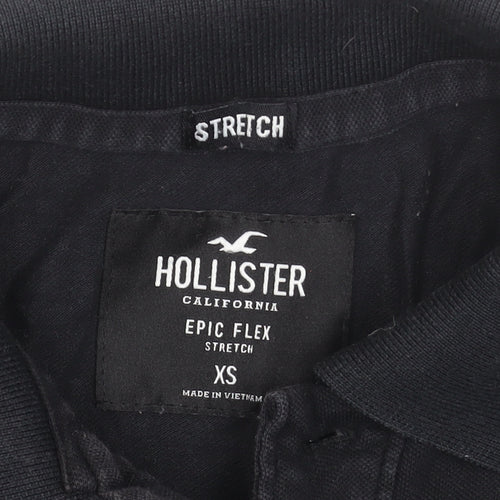 Hollister Men’s Black Slim Fit Epic Flex Polo Shirt Size XS