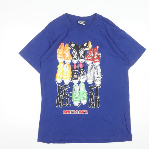 Impulse Wear Men's Blue Graphic Print Retro T-Shirt Size L
