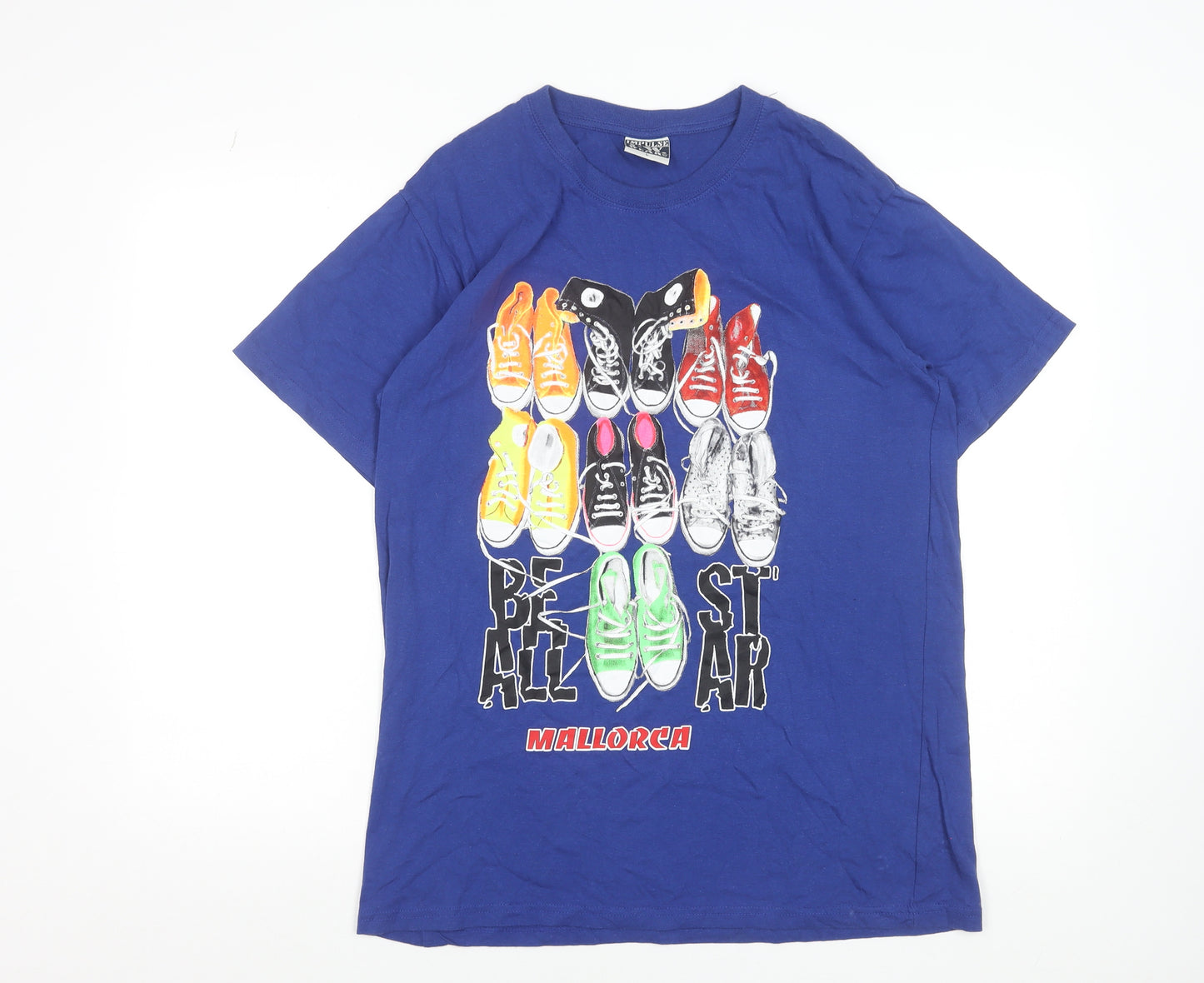 Impulse Wear Men's Blue Graphic Print Retro T-Shirt Size L
