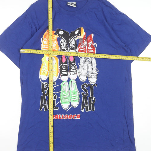 Impulse Wear Men's Blue Graphic Print Retro T-Shirt Size L