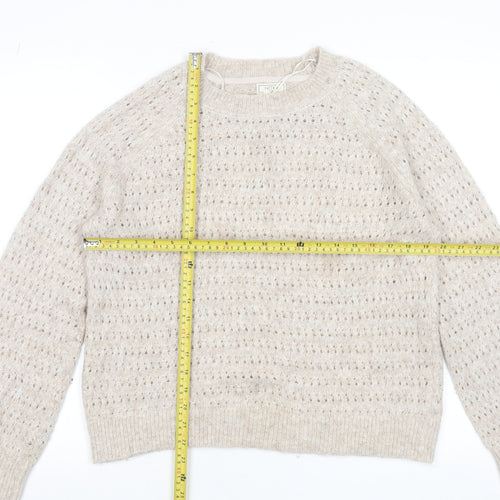 Fat Face Women’s Beige Alpaca Blend Open-Knit Jumper Size 10