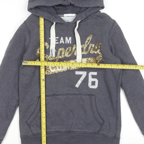 Luperdry Sport Womens Grey Sequin Logo Hoodie Size S Cotton Blend