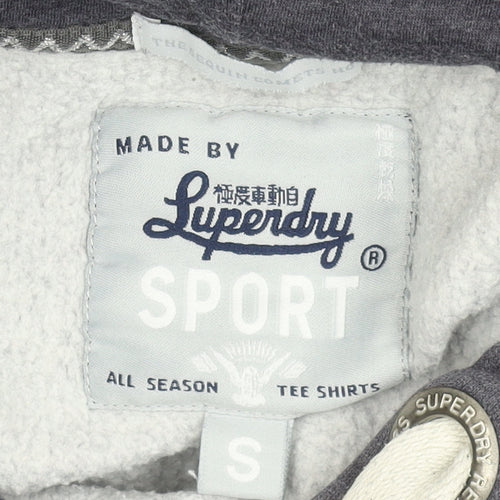 Luperdry Sport Womens Grey Sequin Logo Hoodie Size S Cotton Blend