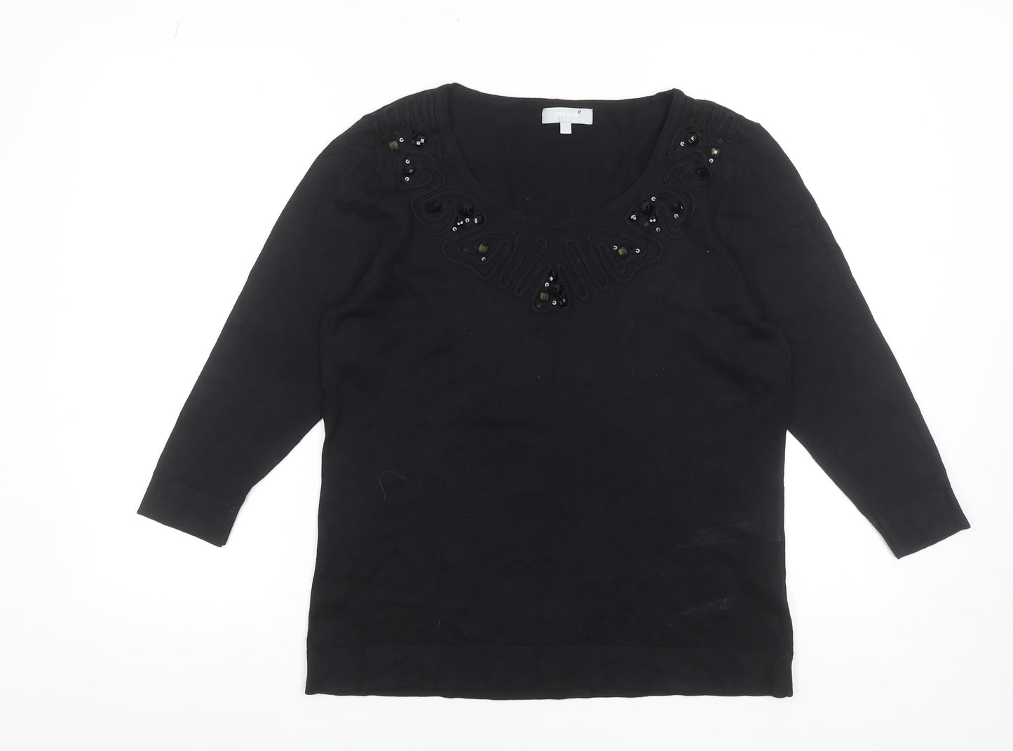 Marks & Spencer Per Una Women's Black Beaded Viscose Jumper Size 14
