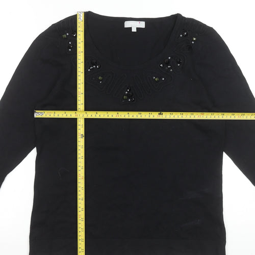 Marks & Spencer Per Una Women's Black Beaded Viscose Jumper Size 14