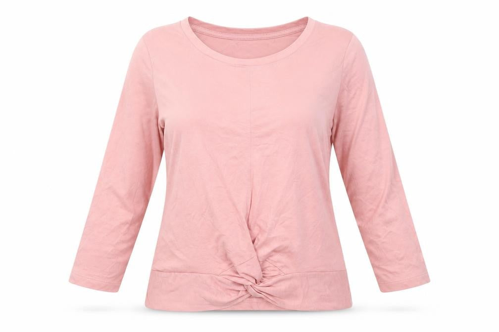 Front view of Kappa Women's Pink 3/4 Sleeve Basic Modal Blend T-Shirt Medium