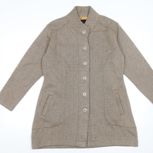 Preston Womens Beige Wool Tweed Overcoat XL Classic Mid-Length