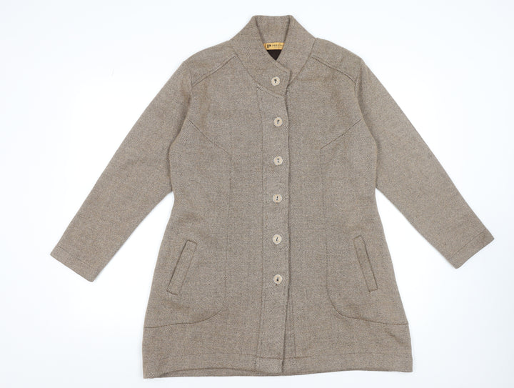 Preston Womens Beige Wool Tweed Overcoat XL Classic Mid-Length