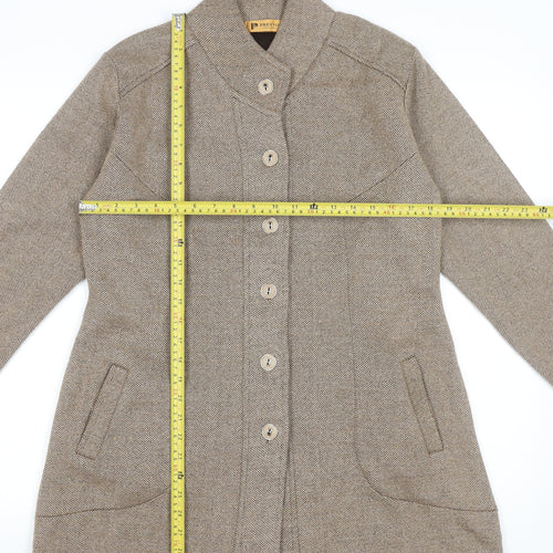 Preston Womens Beige Wool Tweed Overcoat XL Classic Mid-Length