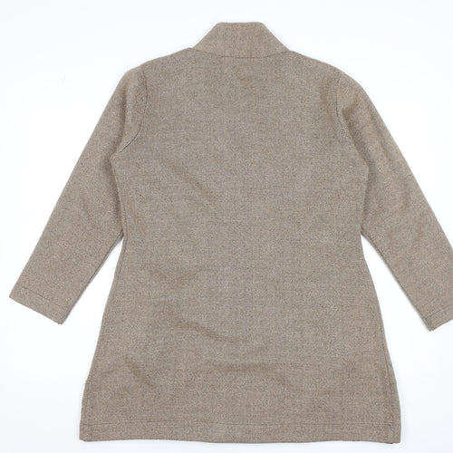 Preston Womens Beige Wool Tweed Overcoat XL Classic Mid-Length