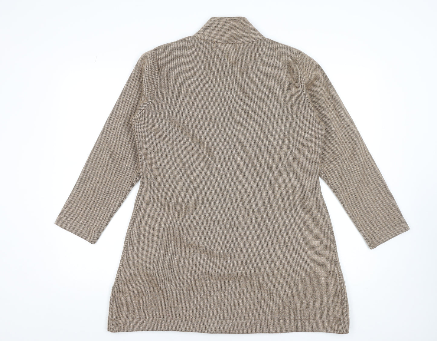 Preston Womens Beige Wool Tweed Overcoat XL Classic Mid-Length
