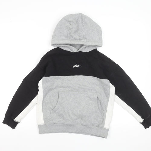 Next Boys Multicoloured Pullover Hoodie 9 Years Grey Black Colourblock