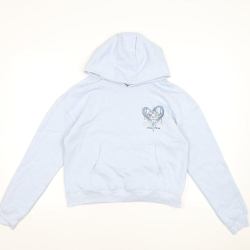George Girls Blue Stitch Hoodie 13-14 Years Pullover Graphic Sweatshirt