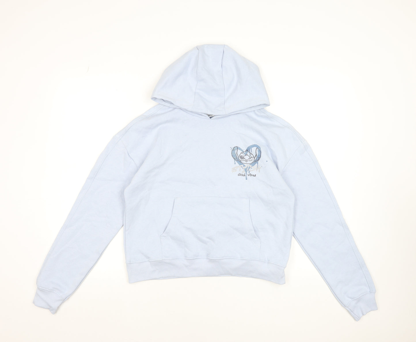 George Girls Blue Stitch Hoodie 13-14 Years Pullover Graphic Sweatshirt