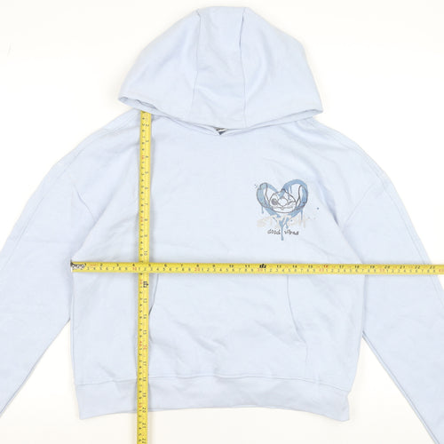 George Girls Blue Stitch Hoodie 13-14 Years Pullover Graphic Sweatshirt