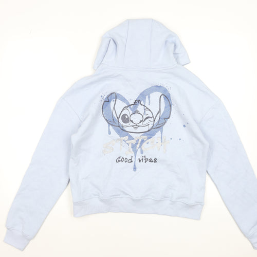 George Girls Blue Stitch Hoodie 13-14 Years Pullover Graphic Sweatshirt