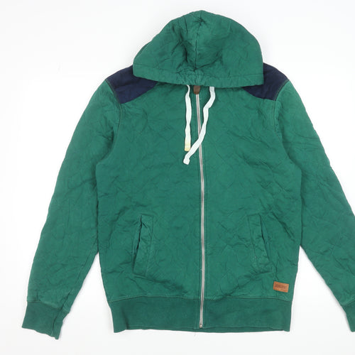 Jack & Jones Men’s Green Quilted Full Zip Hoodie XL Cotton