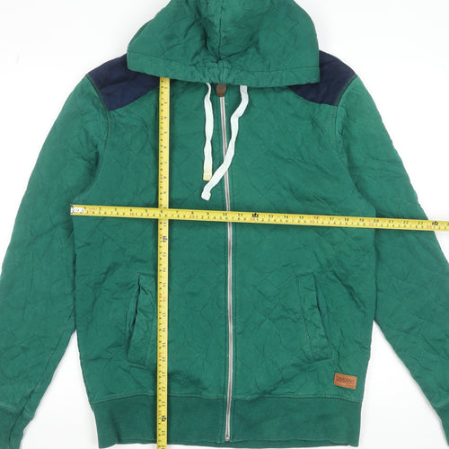 Jack & Jones Men’s Green Quilted Full Zip Hoodie XL Cotton