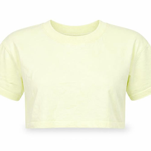 Zara Women's Yellow Cropped Cotton T-Shirt Size S