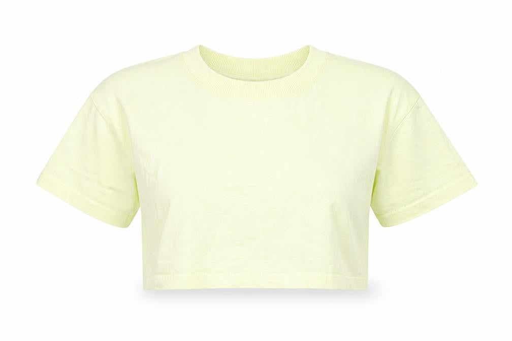 Zara Women's Yellow Cropped Cotton T-Shirt Size S