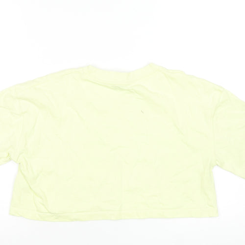 Zara Women's Yellow Cropped Cotton T-Shirt Size S