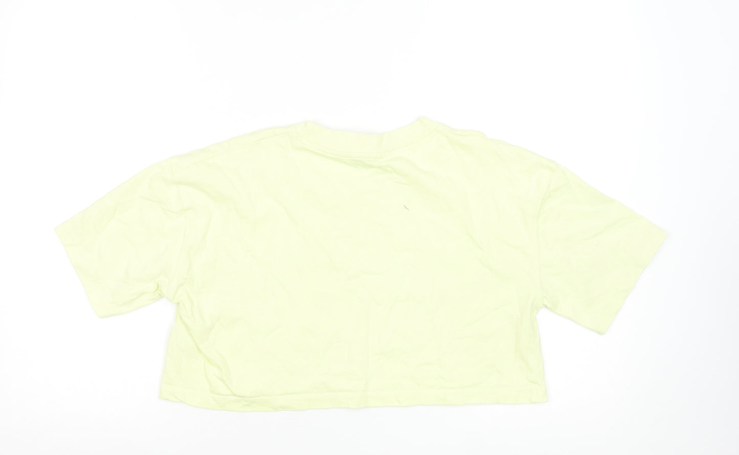 Zara Women's Yellow Cropped Cotton T-Shirt Size S
